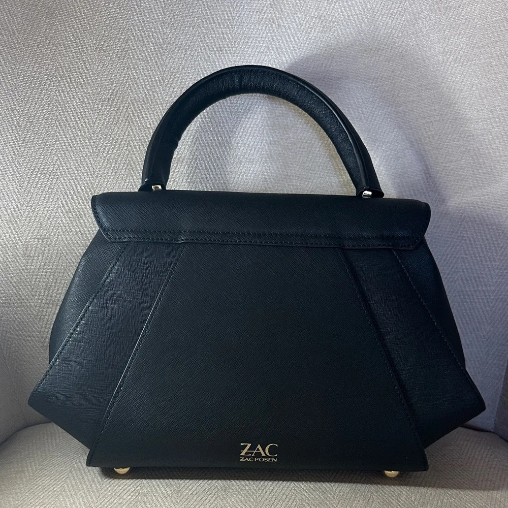 ZAC Zac Posen Elegant Black Satchel with Gold Hardware